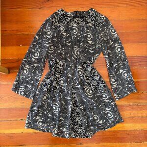 Designer Long Sleeve Abstract Print Mini Dress Cocktail Walter Baker